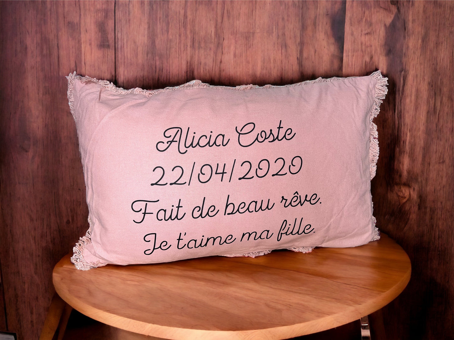 Coussin personnalisé rose