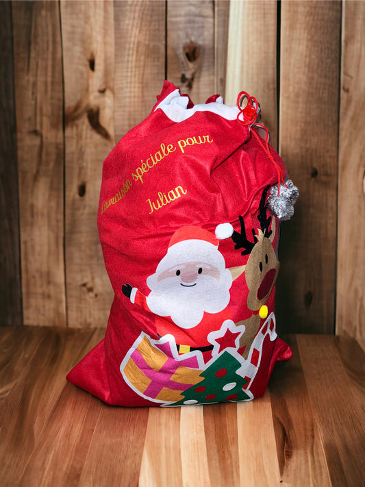 Hotte Père Noël personnalisée - hotte cadeau personnalisable