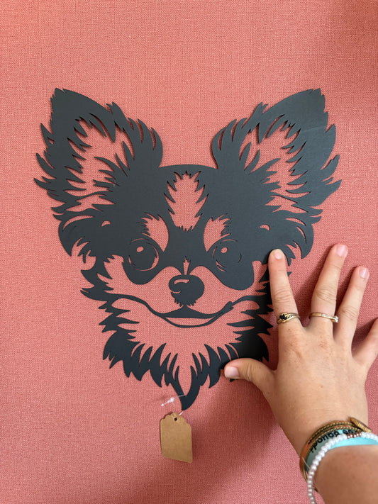 Décoration mural en métal chien chihuahua