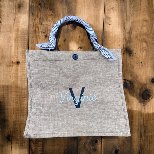 Sac en toile de jute avec noeud interchangeable