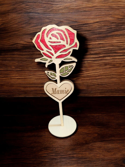 Rose en bois avec cœur 🌹