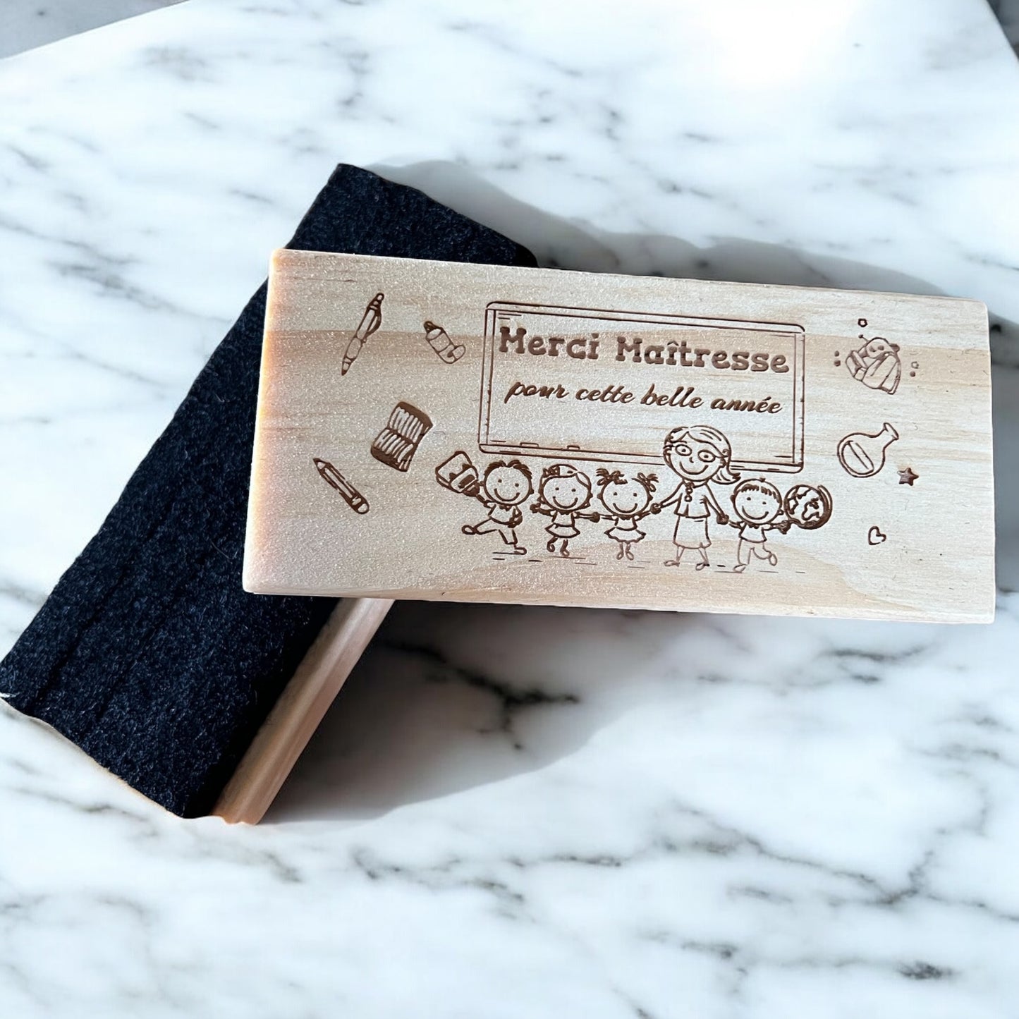 Effaceur tableau, Brosse à tableau personnalisée - Merci (Maîtresse, Maître, ATSEM)