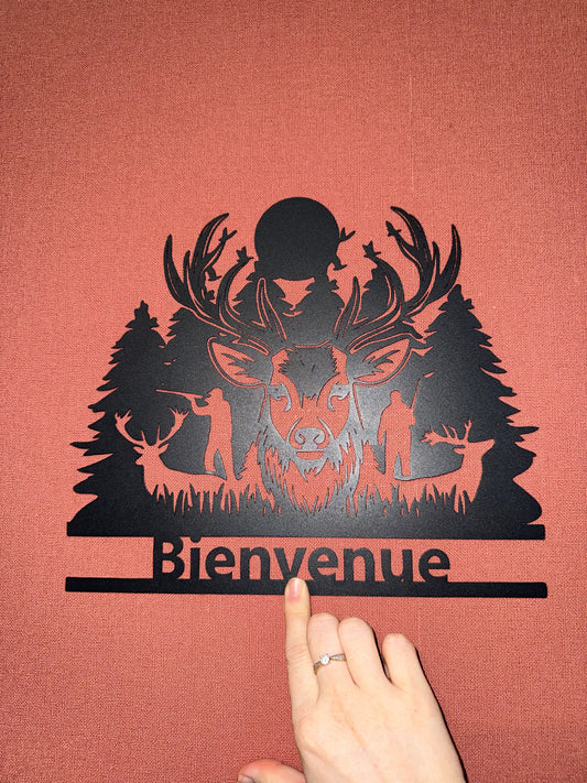 Support métal cerf bienvenue