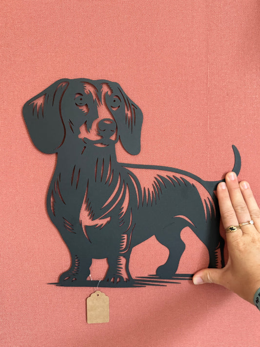 Décoration mural en métal chien teckel