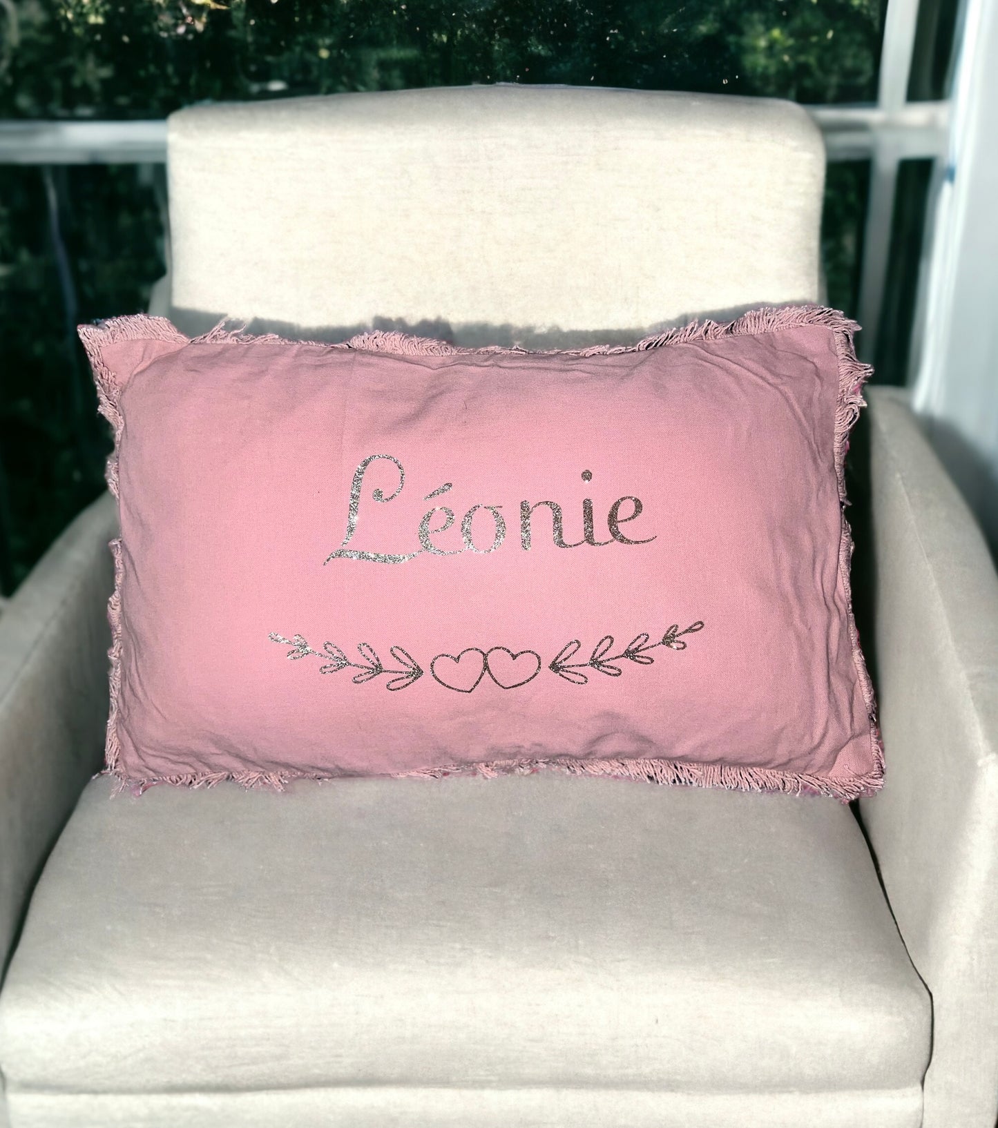 Coussin personnalisé rose