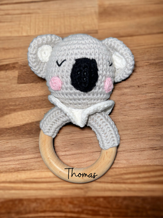 Hochet koala avec prénom gravé