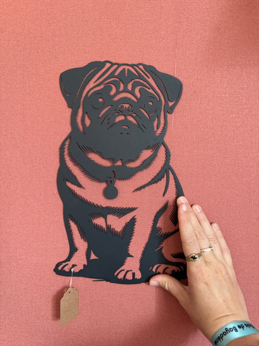 Décoration mural en métal chien bouledog