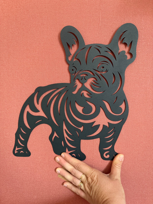 Décoration mural en métal chien bulldog