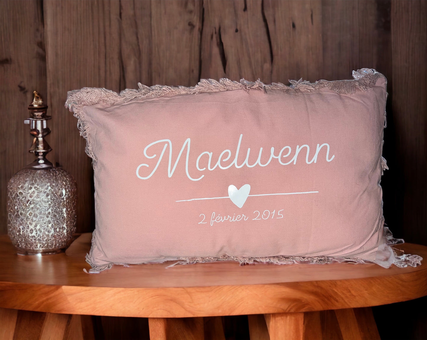 Coussin personnalisé rose