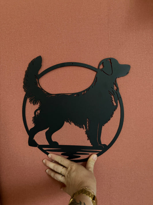 Décoration mural en métal chien golden retriever