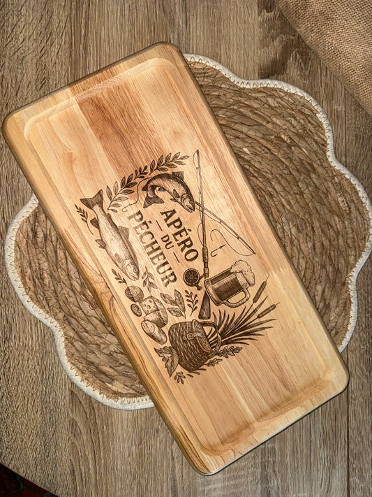 Planche apéro / planche à découper pécheur gravée, idée cadeau papy, mamie, marraine, papa, mariage