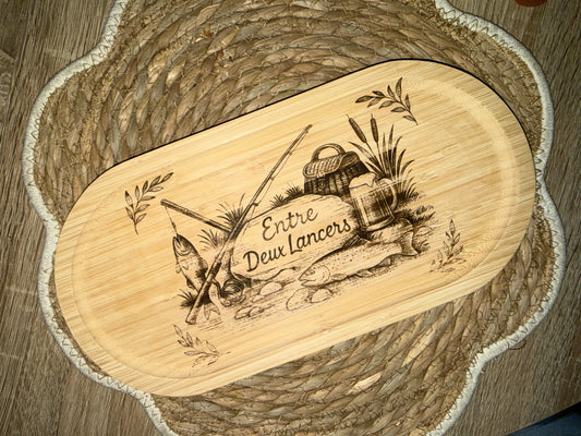 Planche apéro / planche à découper pécheur gravée, idée cadeau papy, mamie, marraine, papa, mariage