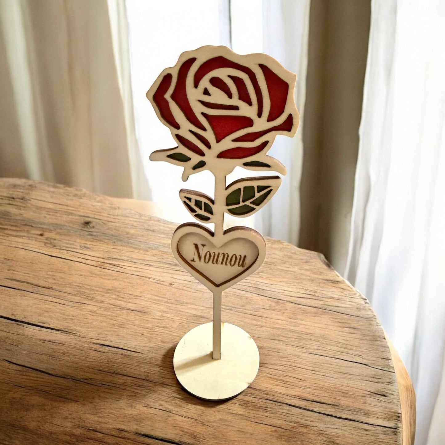 Rose en bois avec cœur 🌹