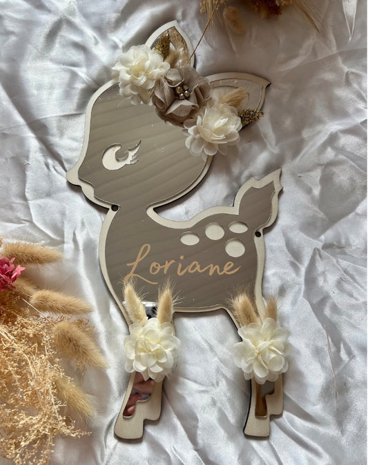 Miroir enfant biche, faon personnalisé, décoration personnalisée pour chambre enfant, bébé