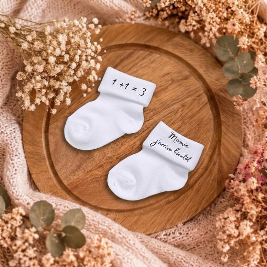 Chaussettes naissance, annonce naissance