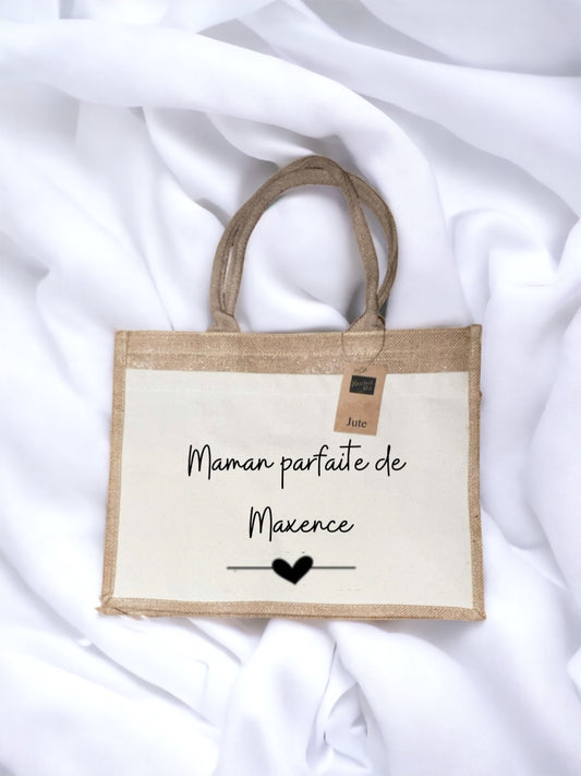 Sac en toile de jute mamie, maman