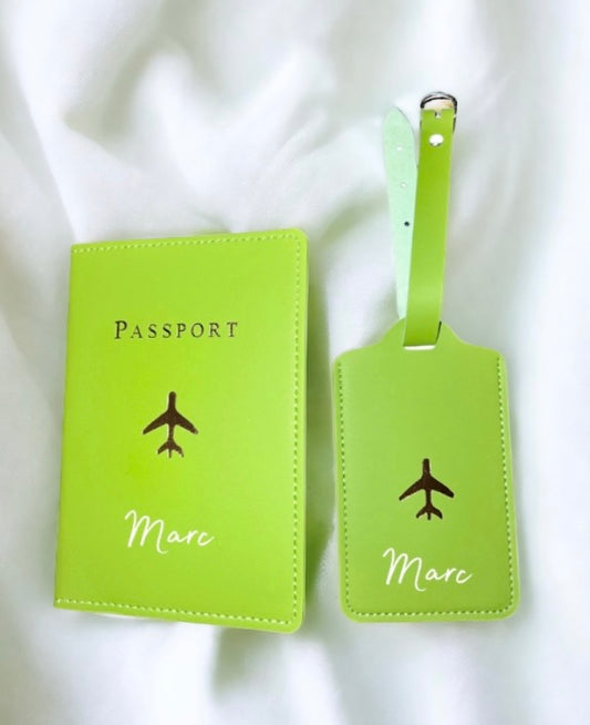 Protège passeport + étiquette bagage personnalisés