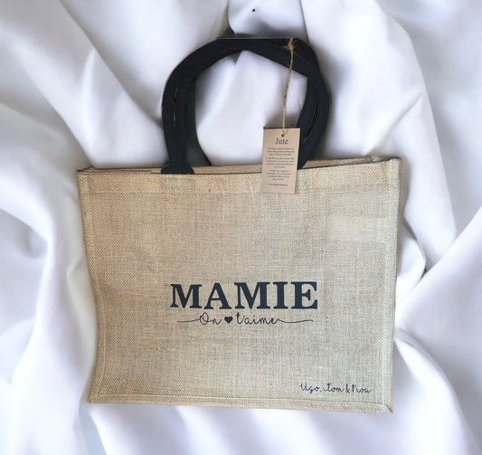 Sac en toile de jute mamie