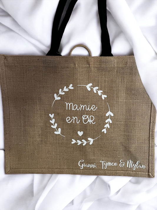 Sac en toile de jute mamie