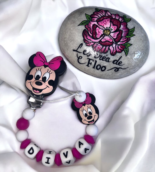 Attache tétine personnalisée minnie