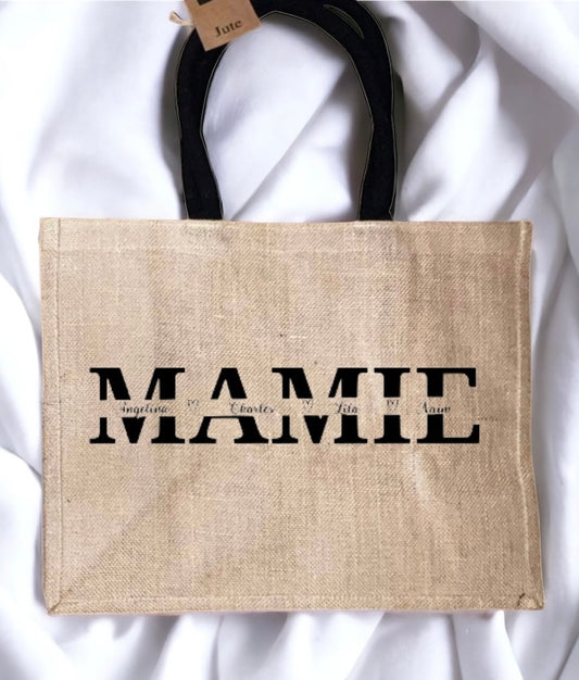 Sac en toile de jute personnalisé / idée cadeau maman, mamie